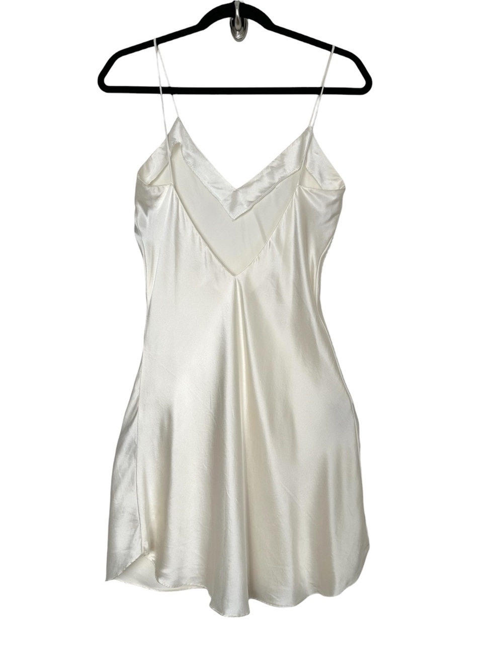 Vintage Ivory 100% Silk Slip Dress Spaghetti Strap Romantic Minimalist Bias Cut - Picture 6 of 10